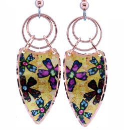 Copper Wire Dangle Flower Earrings