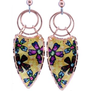 Colorful copper flower earrings