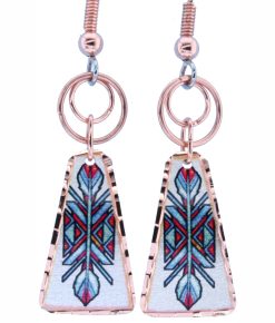 Art Wire Feather Copper Earrings