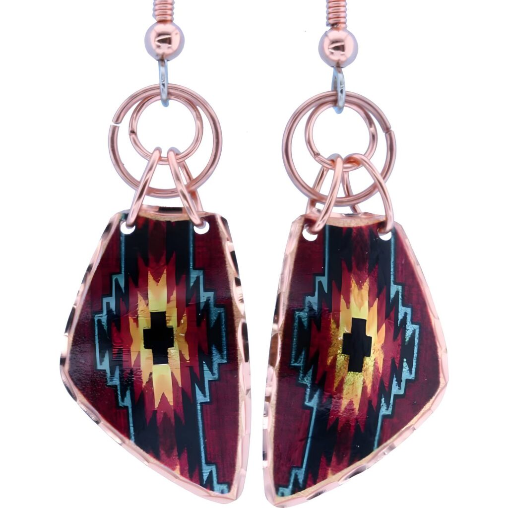 Turquoise & Burgundy Native Wire Earrings