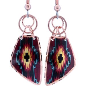 Turquoise & Burgundy Native Wire Earrings