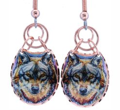 Copper Wire Wolf Face Earrings LJ-47
