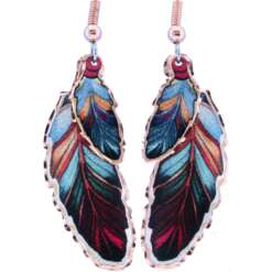 Dangle Copper Feather Art Earrings