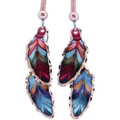 Dangle Copper Feather Earrings
