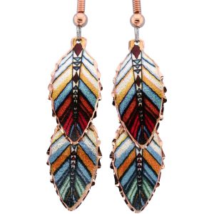 Dangle Feathers Copper Earrings