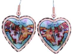 Heart Shape Horses Earrings