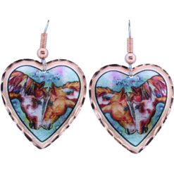 Love horses earrings handmade in heart shape