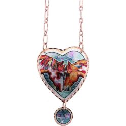 Heart-shaped copper love horses necklace, a stunning piece showcasing how to accessorize with handcrafted necklaces