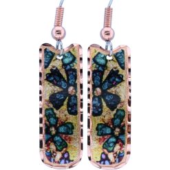 Rectangular Flower Art Earrings