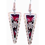 Red Background Flower Earrings