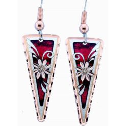 Floral Pattern Red Handmade Earrings