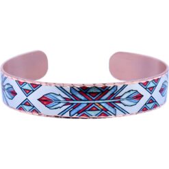 Copper Cuff Bracelets Handmade in Native Feather Artwork
