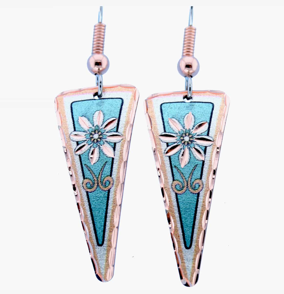 Teal Blue Flower Earrings Teal Blue Flower Earrings