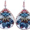 Teardrop Native Feather Copper Earrings