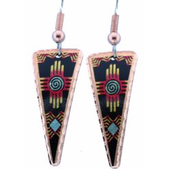 Native Motif Copper Triangle Zia Earrings