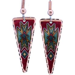 Triangle Colorful Native Art Copper Earrings