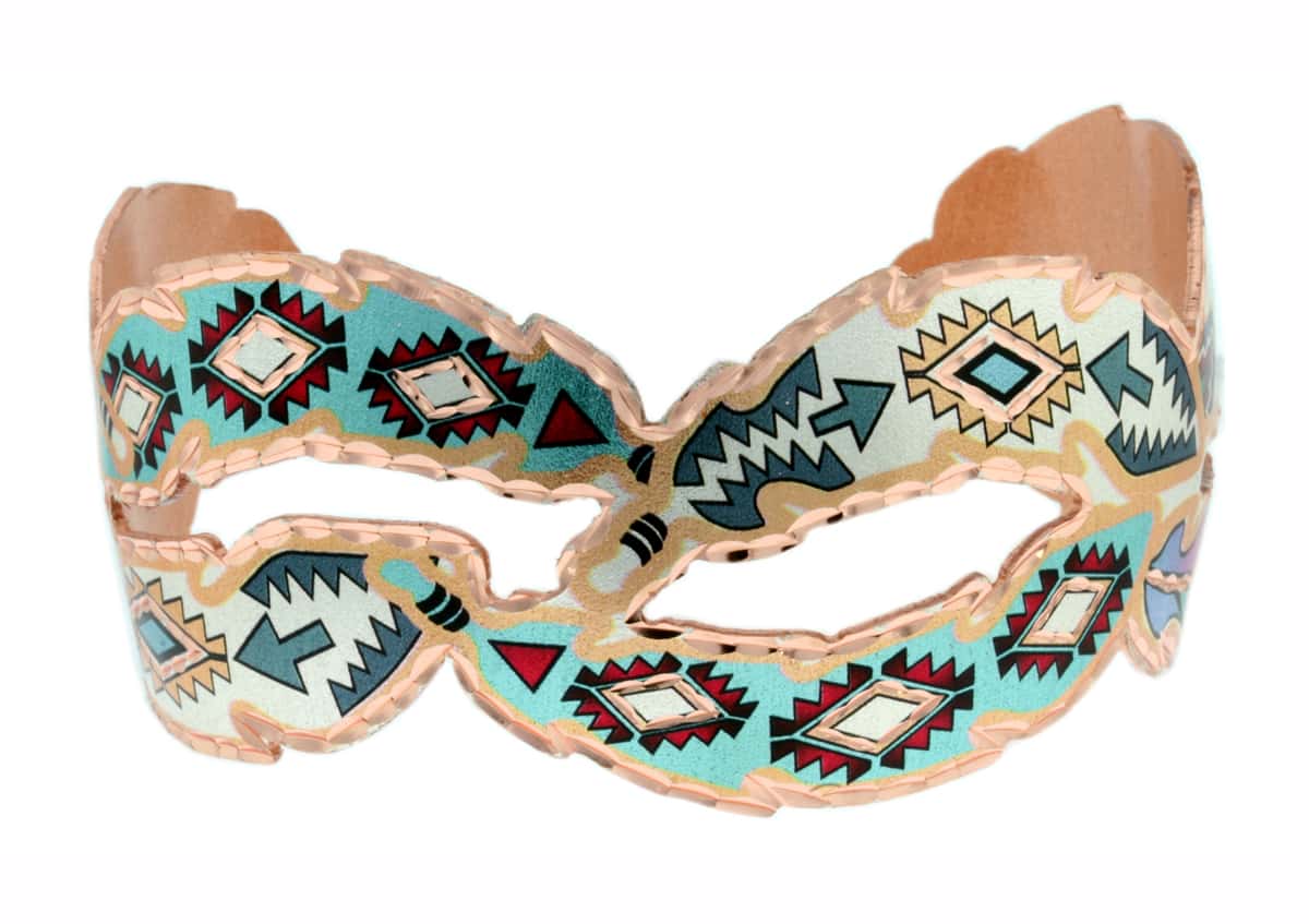 Cut Out Colorful Feather Copper Bracelets Cut Out Colorful Feather Copper Bracelets