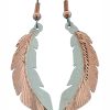 Diamond Cut Copper and Silver Feather Earrings SF-09sp