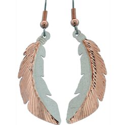 Diamond Cut Copper Feather Earrings