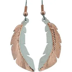 Diamond Cut Copper Feather Earrings
