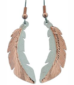 Diamond Cut Copper and Silver Feather Earrings SF-09sp