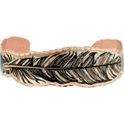 Silver Plated and Diamond Cut Copper Feather Bracelet