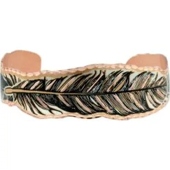 Silver Plated and Diamond Cut Copper Feather Bracelet