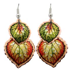 Copper Meticulously Detailed Aspen Leaves Earrings