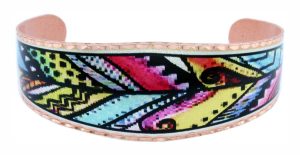 Colorful Abstract Copper Feather Bracelets