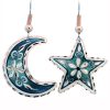 Green Moon and Star Flower Earrings 201gr