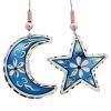 Sky Blue Moon and Star Flower Earrings 201bl