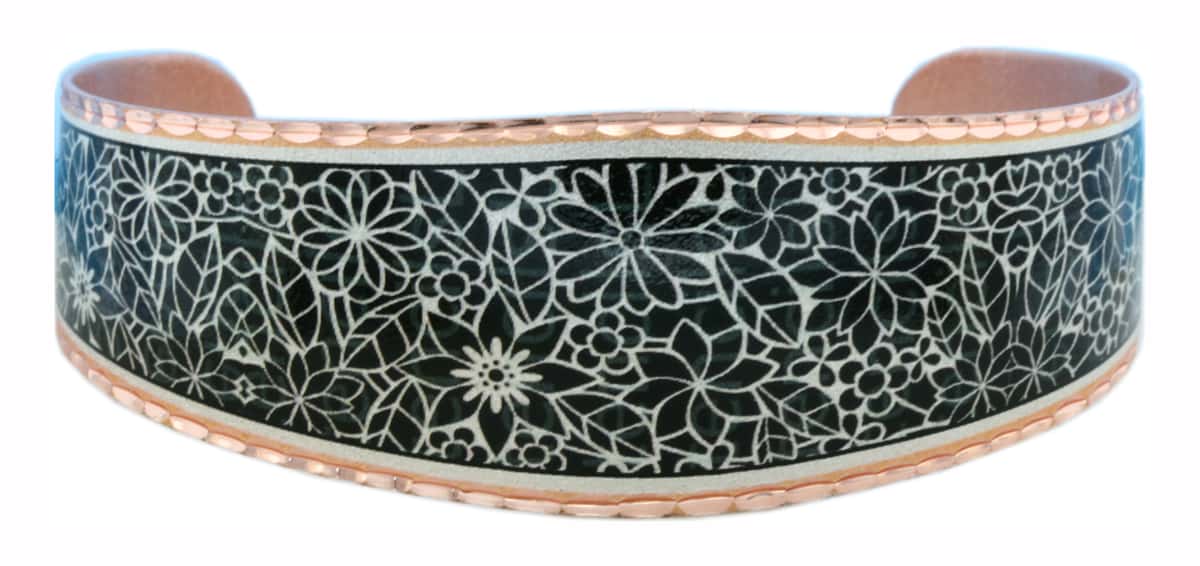 Abstract Flowers Bracelets with Black Background BF-15 Abstract Flowers Bracelets with Black Background BF-15