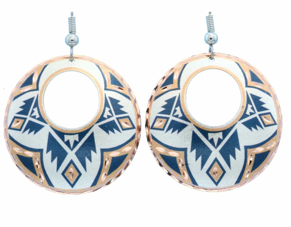 Circle Teal Blue Native American Earrings