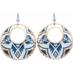 Copper Handmade Circle Teal Blue Native Earrings