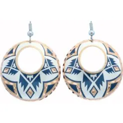 Copper Handmade Circle Teal Blue Native Earrings