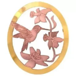 Handmade copper brooches featuring a beautiful cut-out hummingbird and flower design, showcasing our unique artisan jewelry collection.