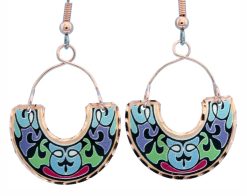 Copper Wire Jewelry Abstract Colorful Flower Earrings