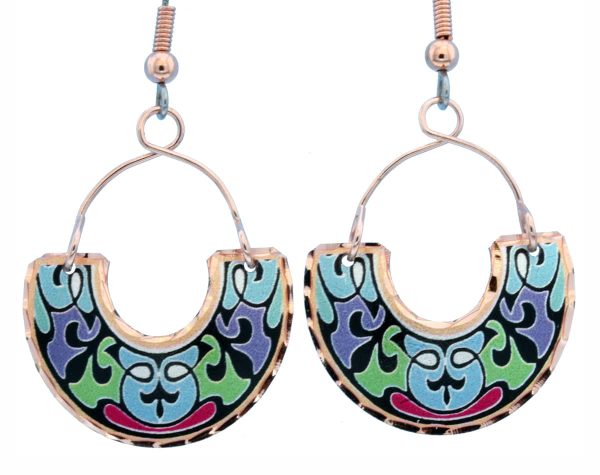 Copper Wire Jewelry Abstract Colorful Flower Earrings