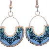 Copper Wire Jewelry Floral Earrings Blue FW-10