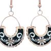 Copper Wire Jewelry Flower Earrings Black FW-09