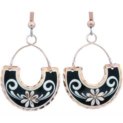 Black Background Flower Earrings with Copper Wires