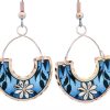 Copper Wire Jewelry Flower Earrings Blue