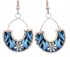 Copper Wire Jewelry Flower Earrings Blue