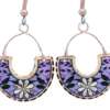 Copper Wire Jewelry Flower Earrings Purple FW-04