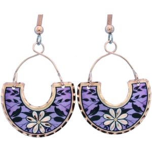 Purple Flower Earrings with Copper Wires