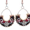 Copper Wire Jewelry Flower Earrings Red FW-05
