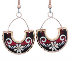 Copper Wire Jewelry Flower Earrings Red FW-05