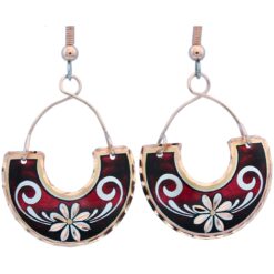 Flower Earrings Made from Copper in Red Color