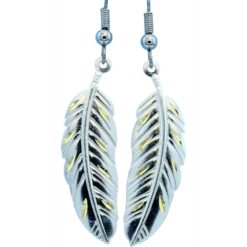 Buy Textured Silver Feather Earrings