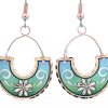 Wire Flower Earrings Aqua Green Blue FW-02